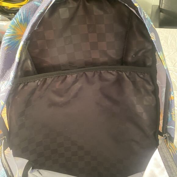 VANS Off The Wall Floral Print Backpack Double Straps Multi Pockets Blue - Picture 7 of 7